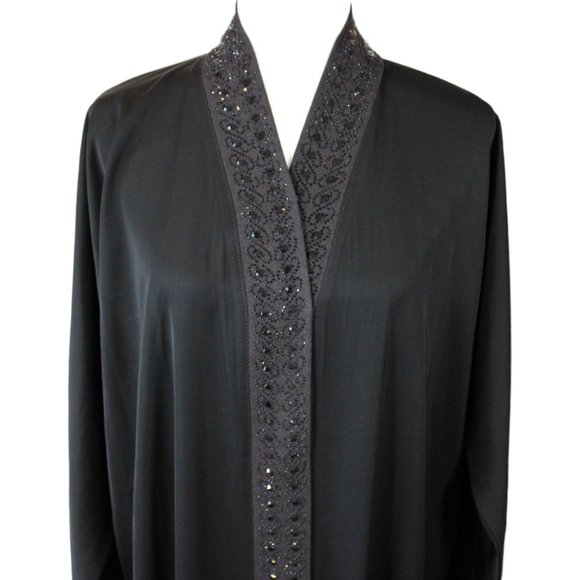Beaded Kaftan Dress Size M/L Custom Abaya Black Long Sleeve Approx. Formal D199 - Picture 7 of 12